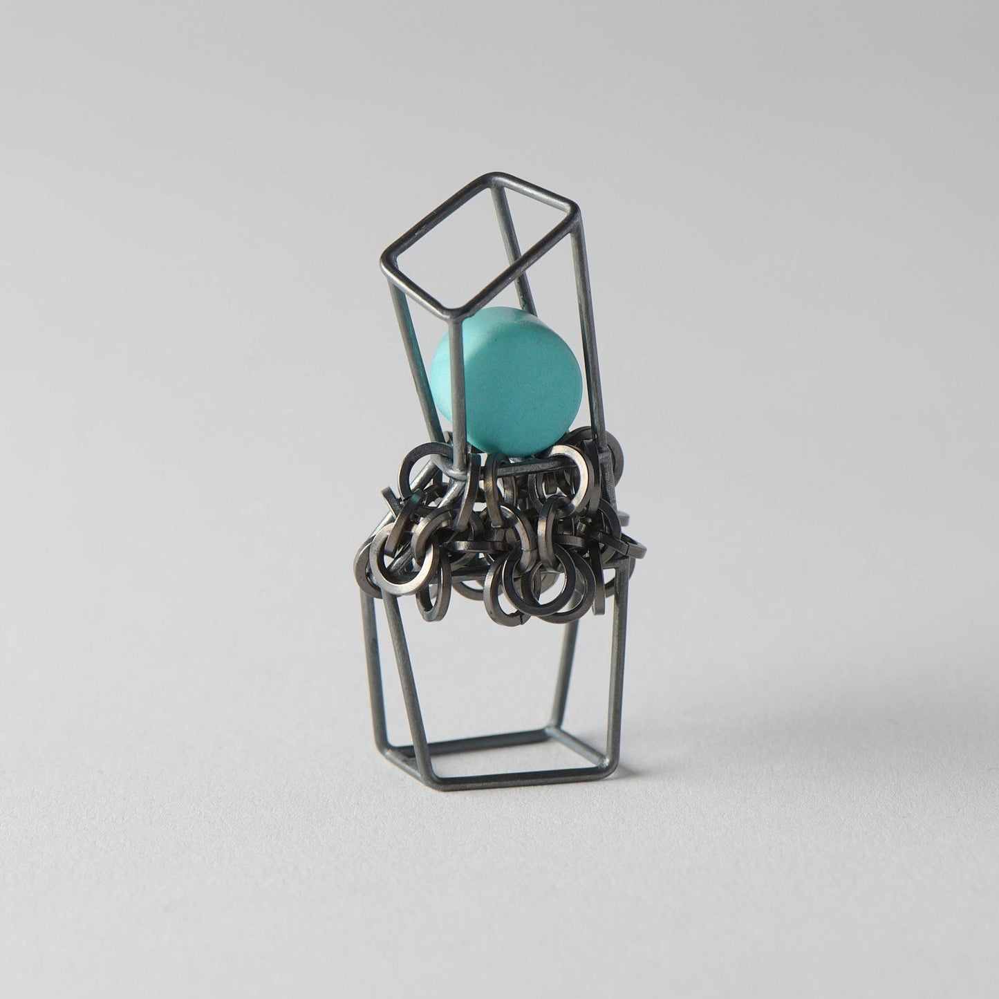 Silver ring with vintage bead