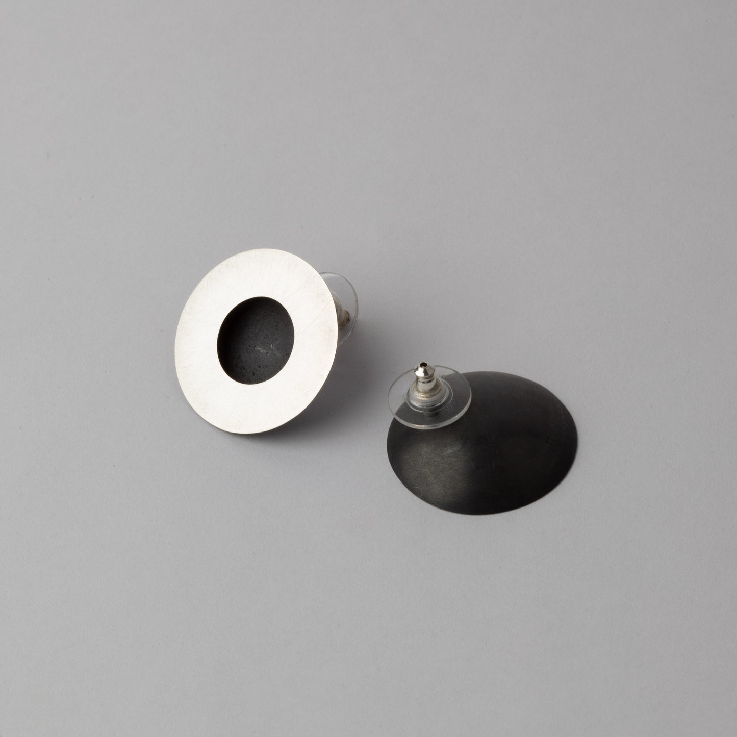 Domed silver earrings