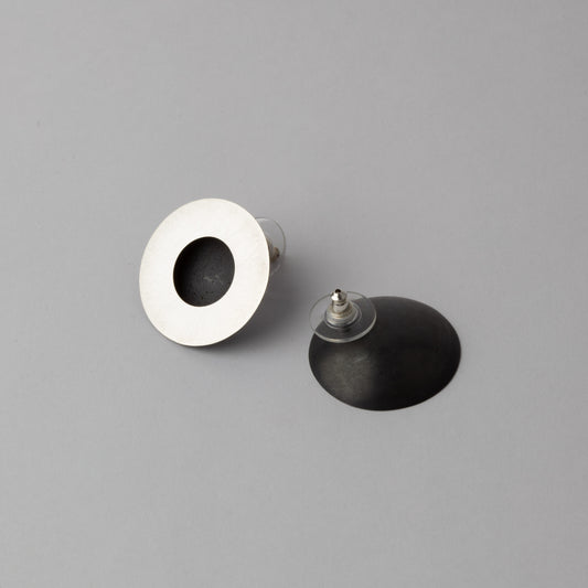 Domed silver earrings