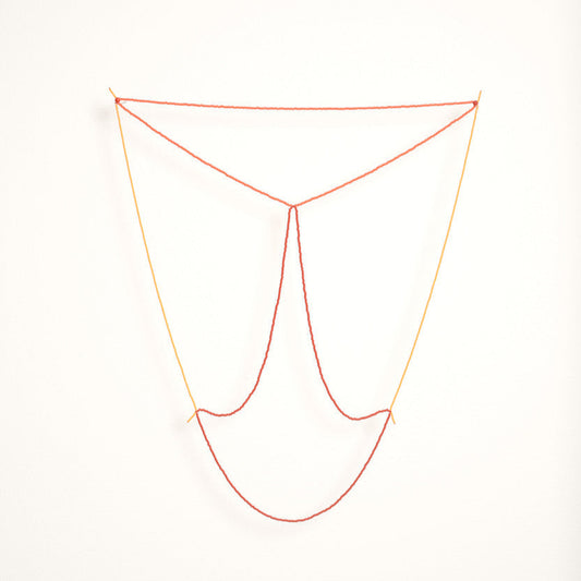 'Beads for Buildings + Bodies: Curtain no. 3 (red and orange)' necklace