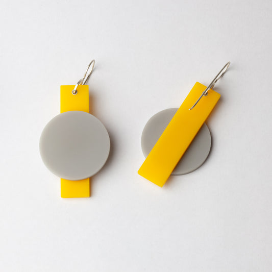'Yellow vinyl and grey weather' earrings