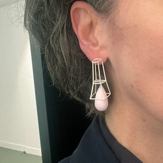 Silver earrings with rose quartz