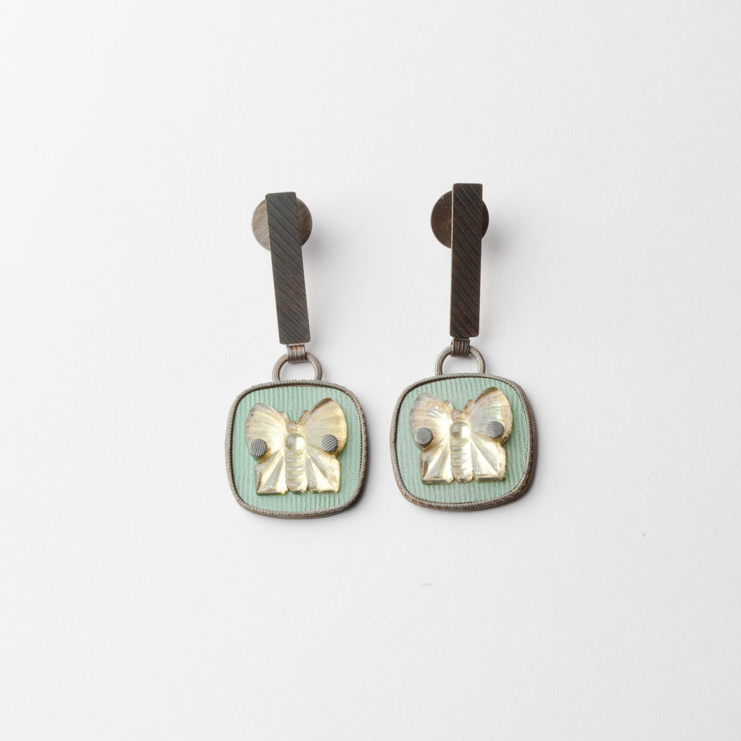Green butterfly earrings