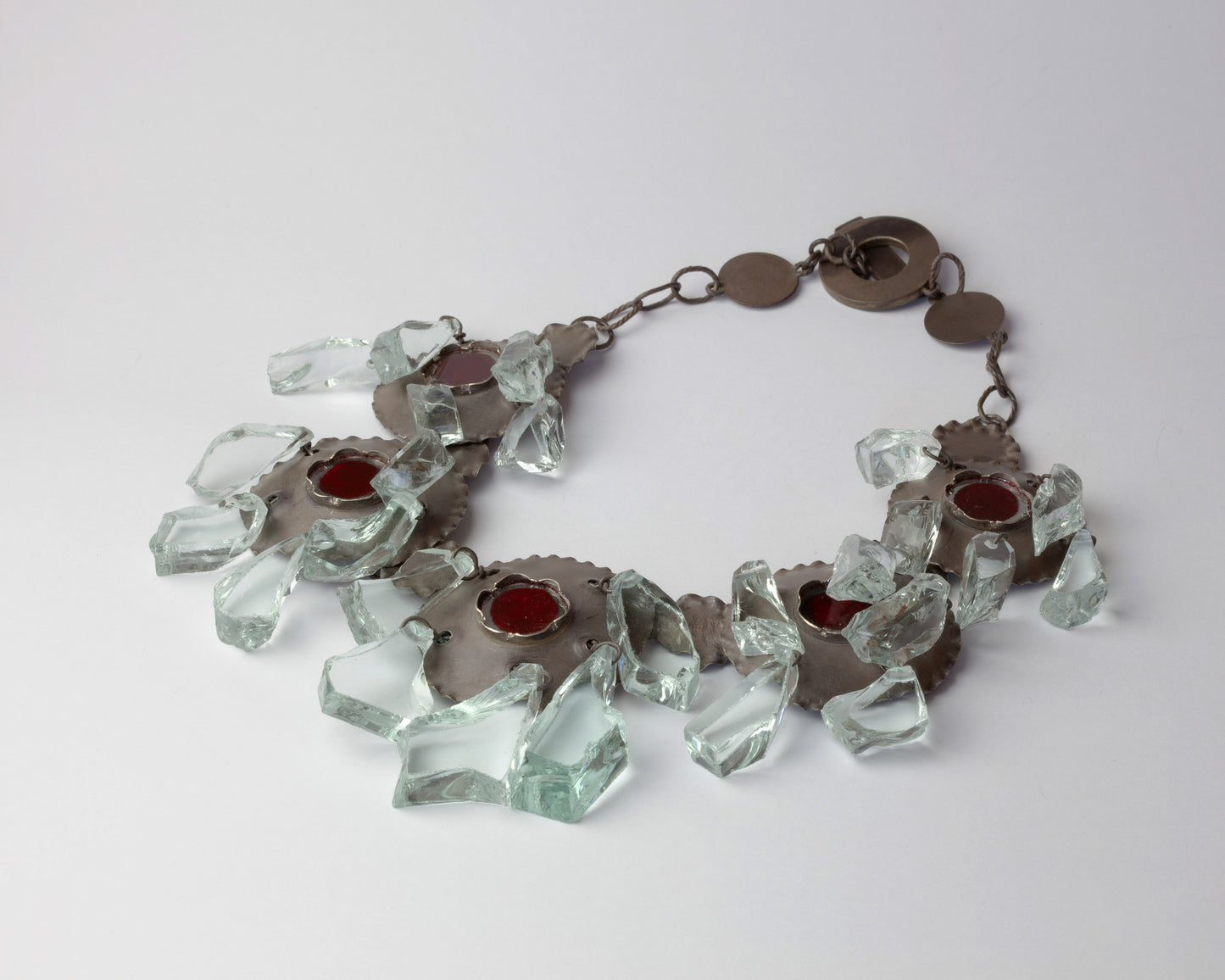 Necklace with mirror and glass shards