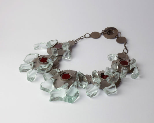 Necklace with mirror and glass shards
