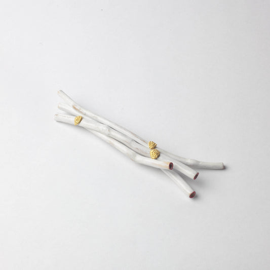 'White Stick with gold leaves' brooch