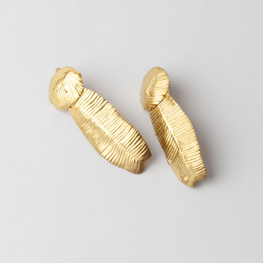 Double leaf earrings - gold