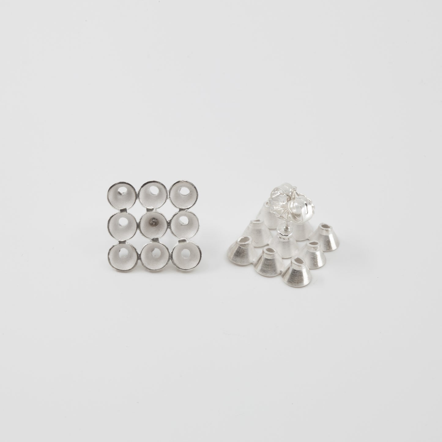 'Cone' stud earrings - silver
