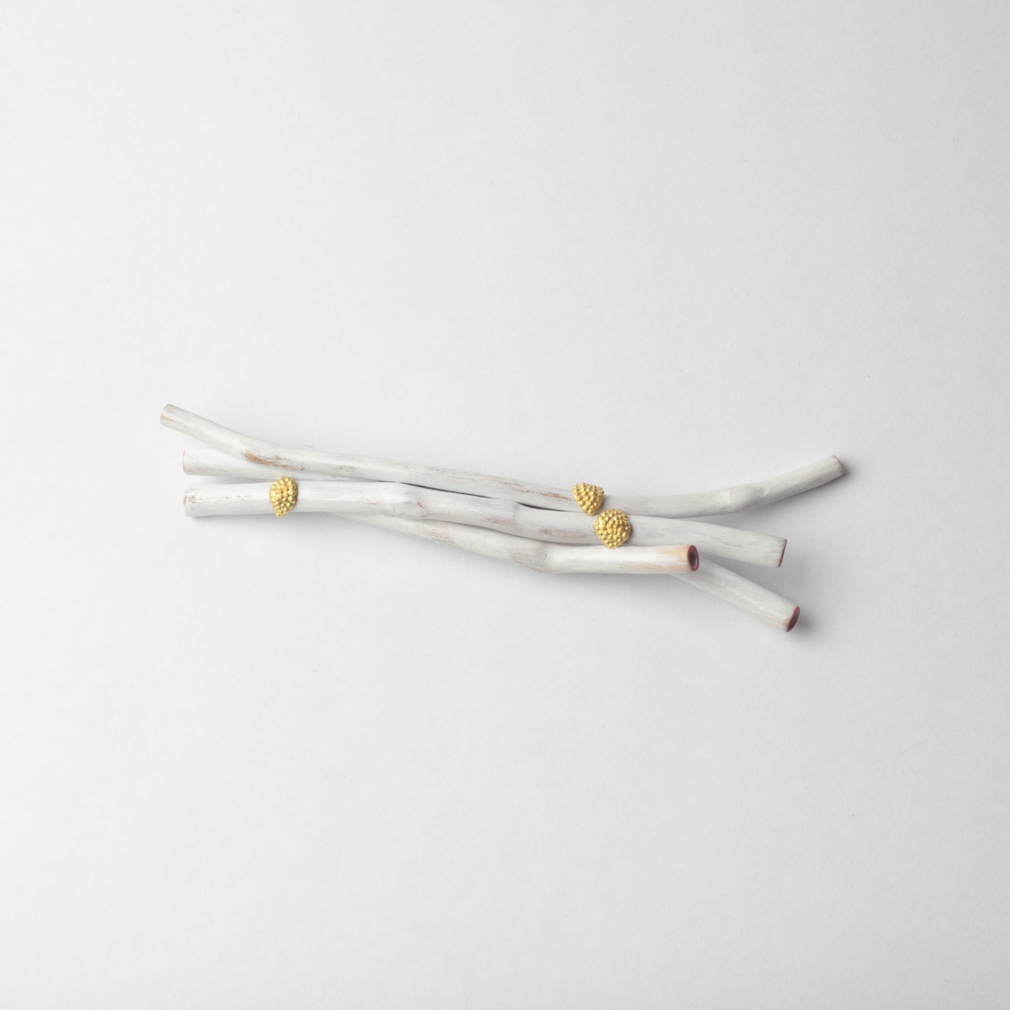 'White Stick with gold leaves' brooch