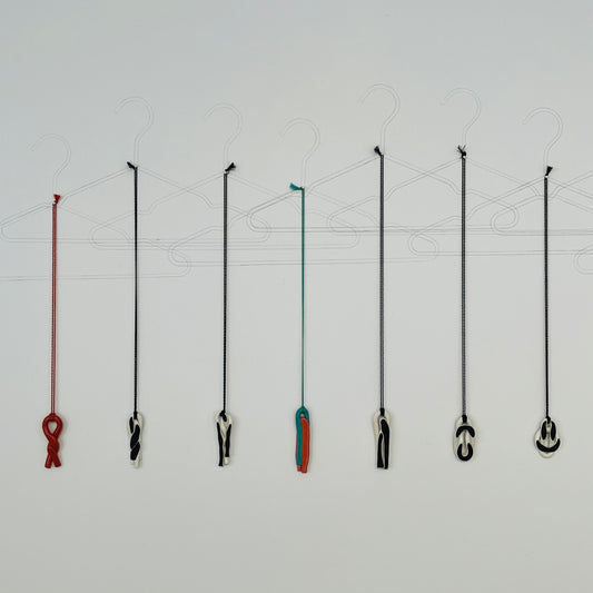 Porcelain pendant - pink & blue