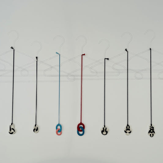 Porcelain pendant - red & blue