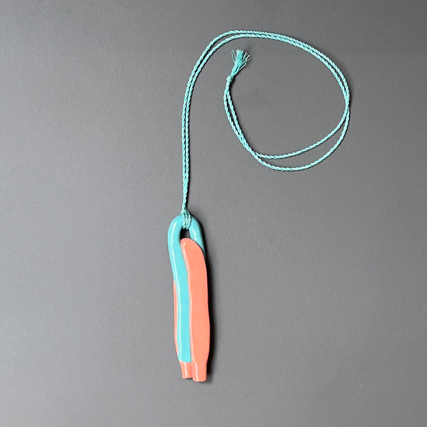 Porcelain pendant - pink & blue