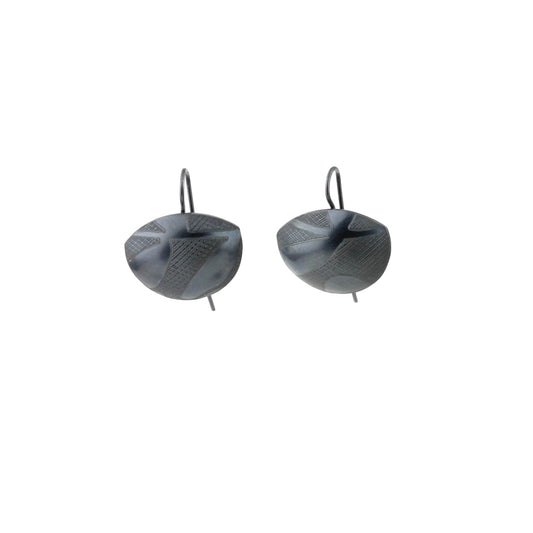 Domed hook earrings - black