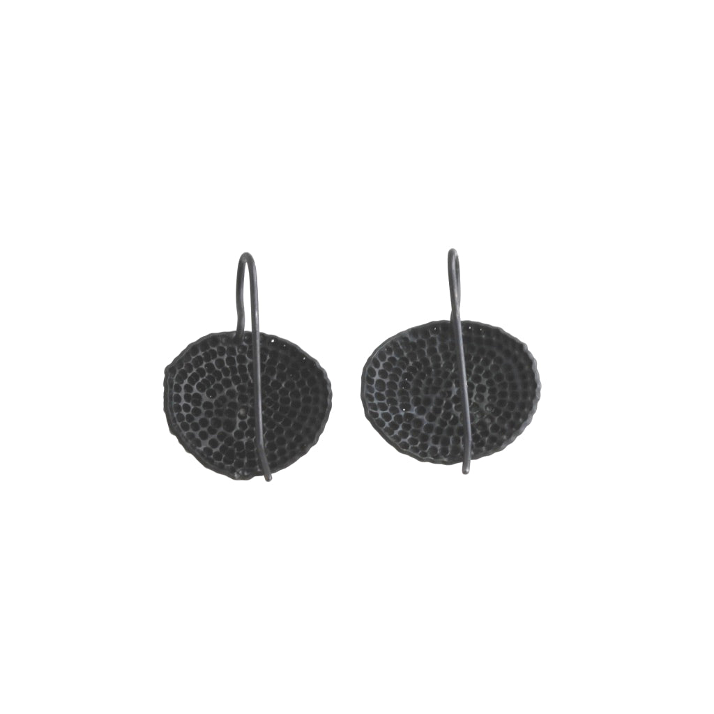 'Punched dot' hook earrings - black