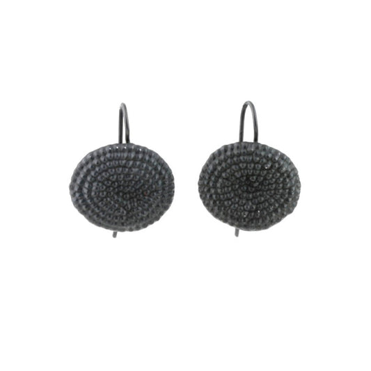 'Punched dot' hook earrings - black