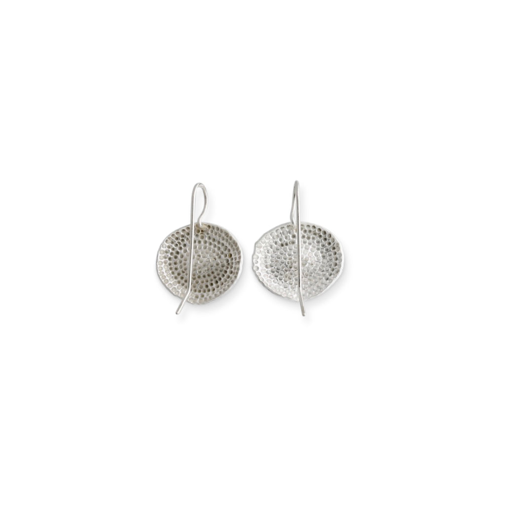 'Punched dot' hook earrings - silver