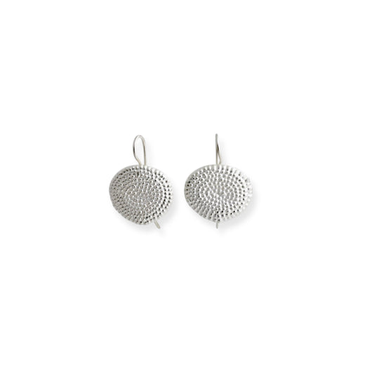 'Punched dot' hook earrings - silver