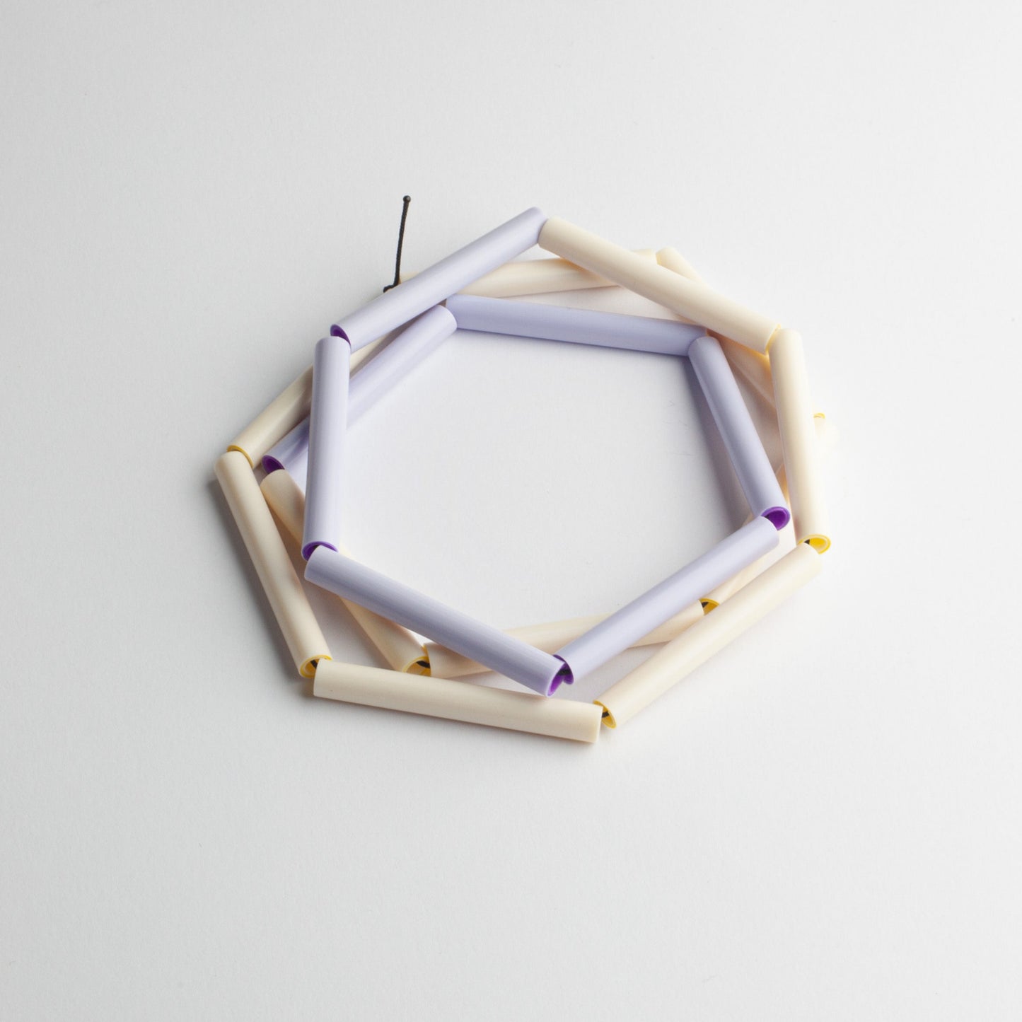 'Straws' necklace - mauve/ivory