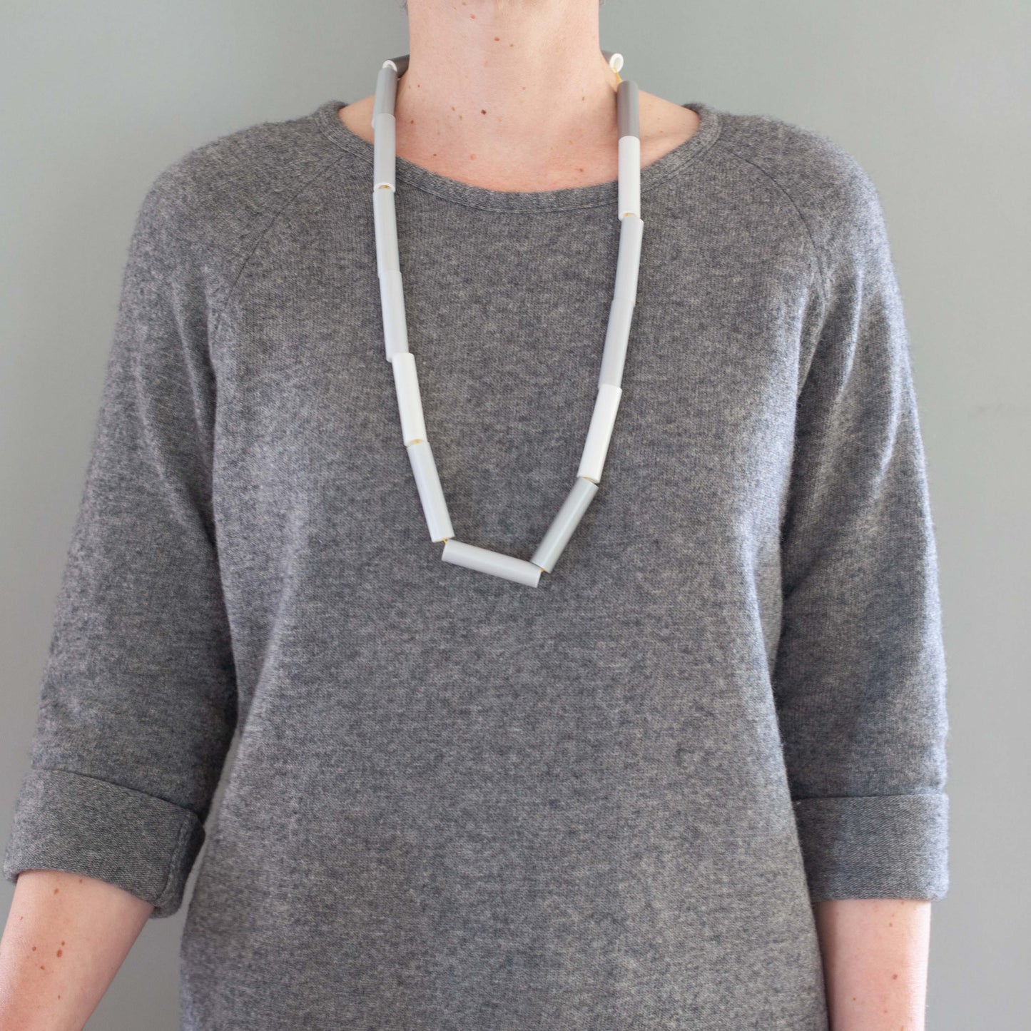 'Stolen straws' necklace - grey