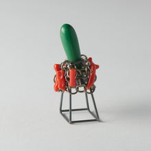 Silver ring with vintage coral & bead