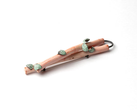 'Pink & green desert acacia' brooch