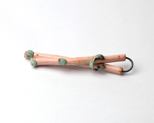 'Pink & green desert acacia' brooch