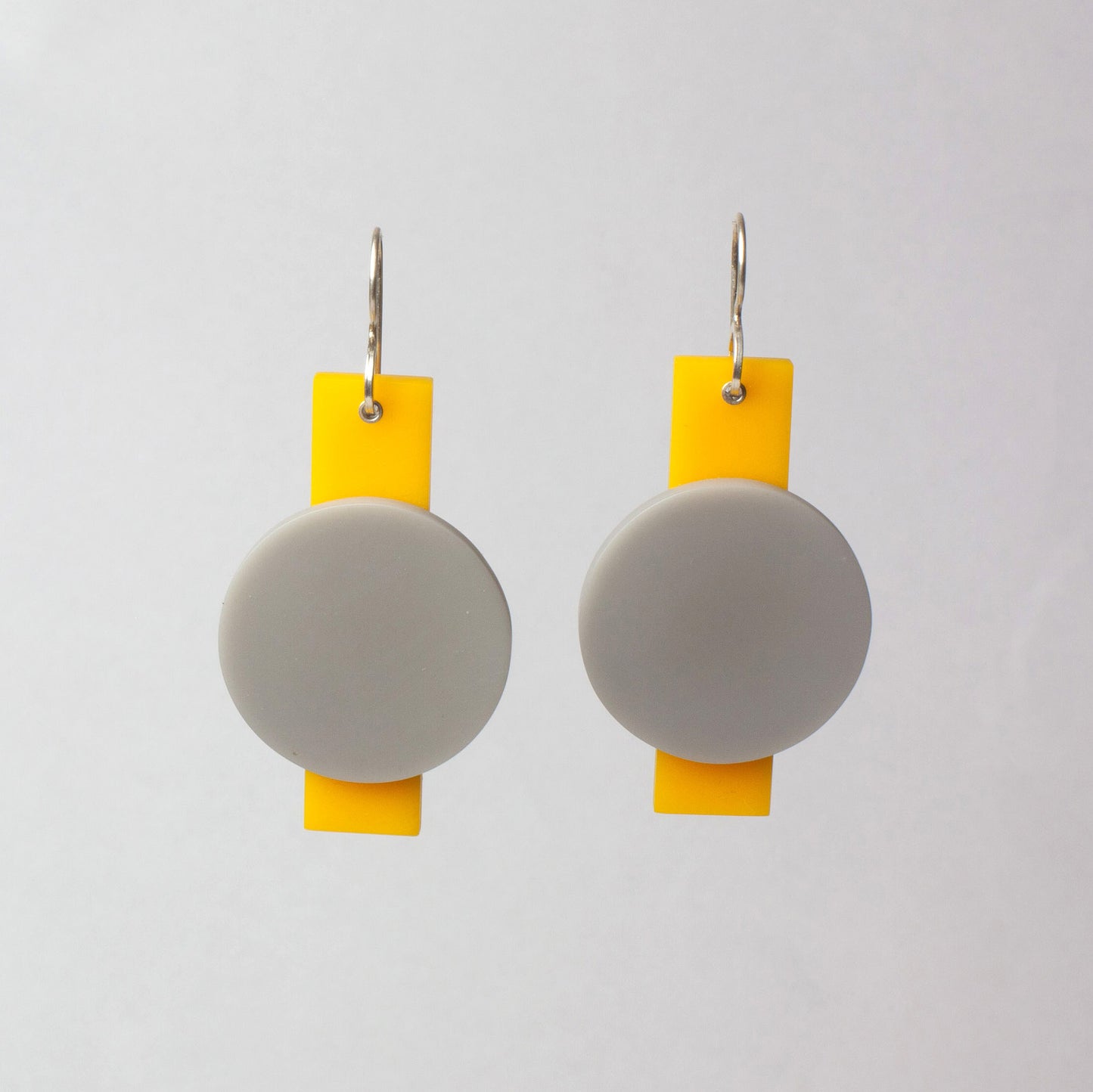 'Yellow vinyl and grey weather' earrings