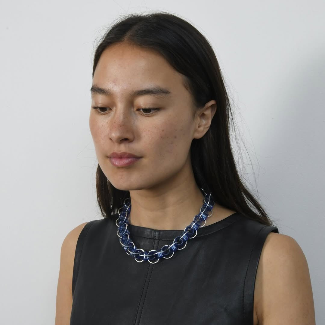 'Short Vertebrae' necklace - blue