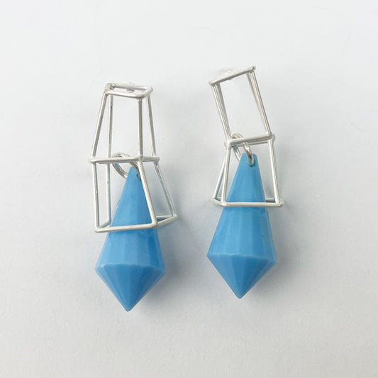Silver earrings with vintage beads