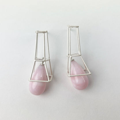 Silver earrings with rose quartz