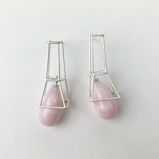 Silver earrings with rose quartz
