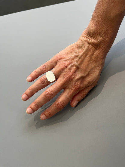 Silver textured ring (faceted front)