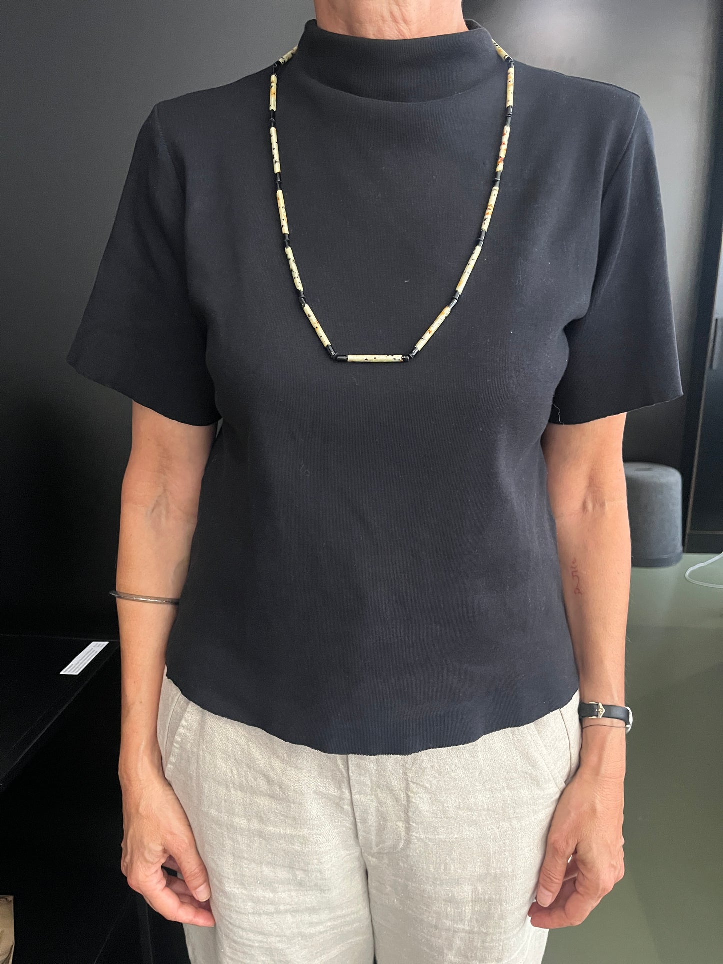 'Colours' necklace (cream & black)