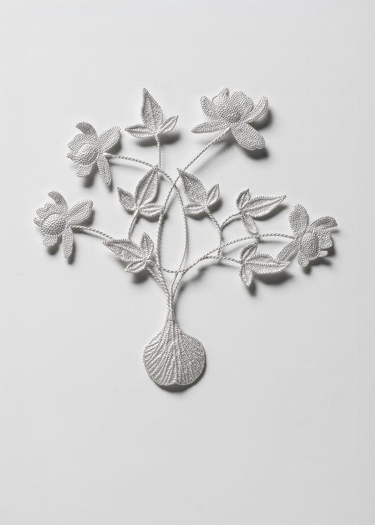 'Tree of Life: Sacred Bamboo Leaf and Orchid Flower' wall object