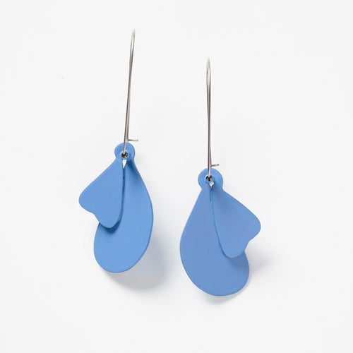 'Leaf' earrings (XL) - blue