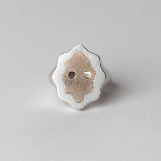 silver and old ring  grey background