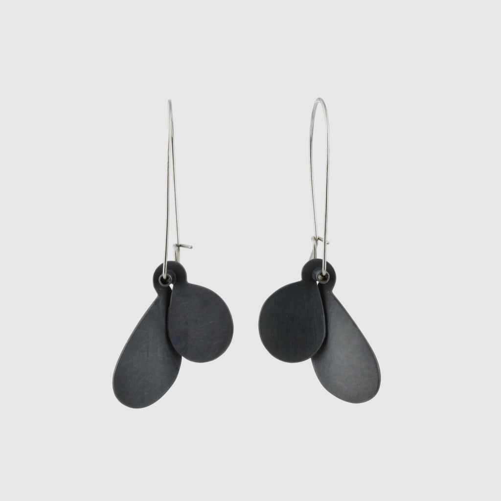 'Leaf' earrings - blackened silver