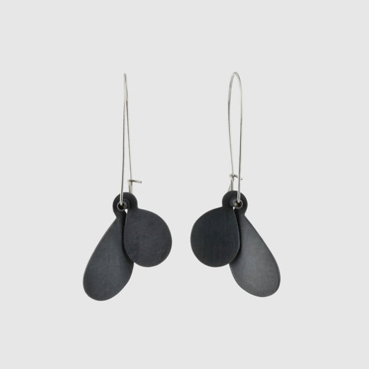 'Leaf' earrings - blackened silver