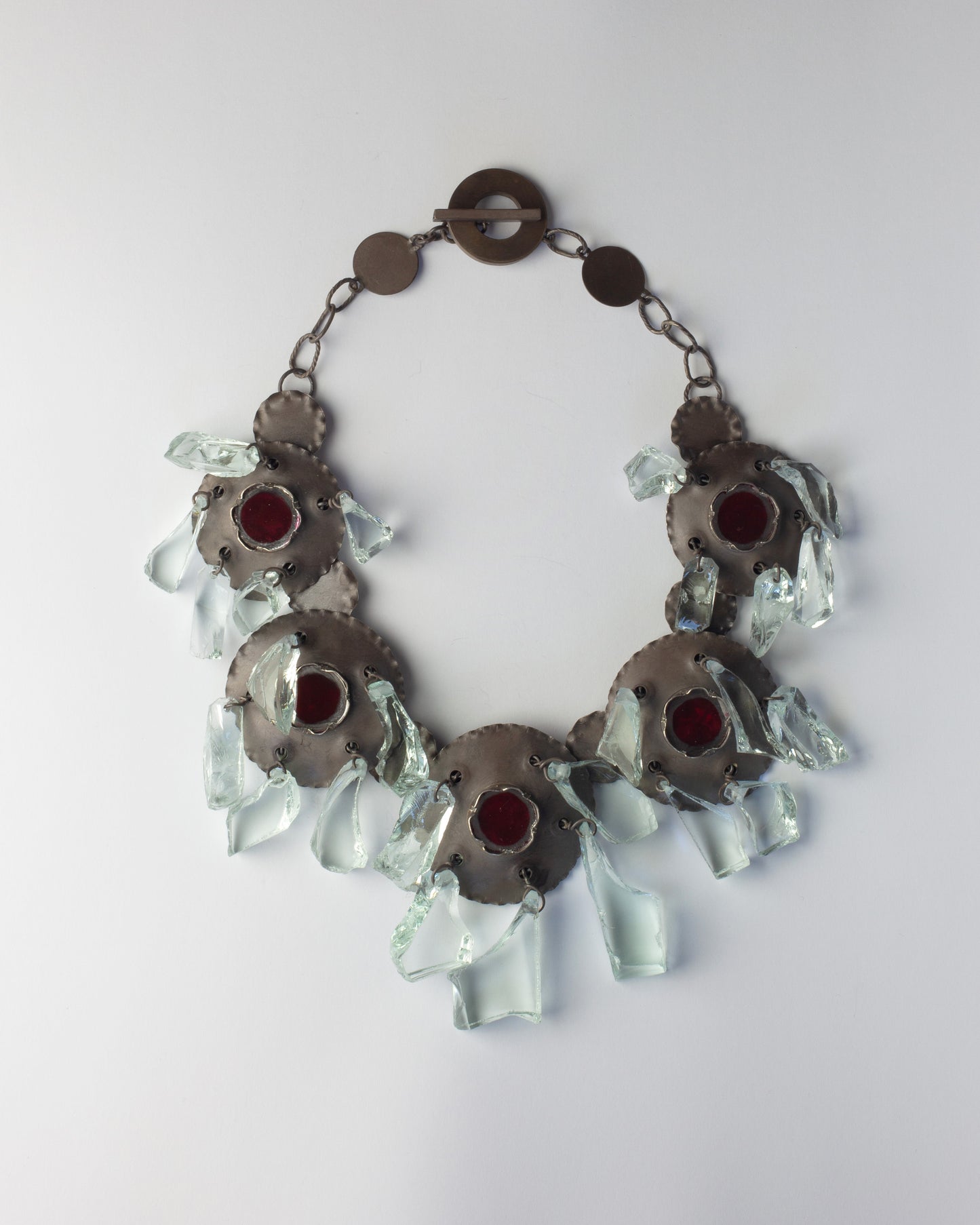 Necklace with mirror and glass shards
