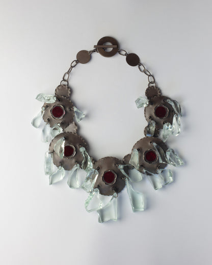 Necklace with mirror and glass shards