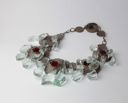 Necklace with mirror and glass shards