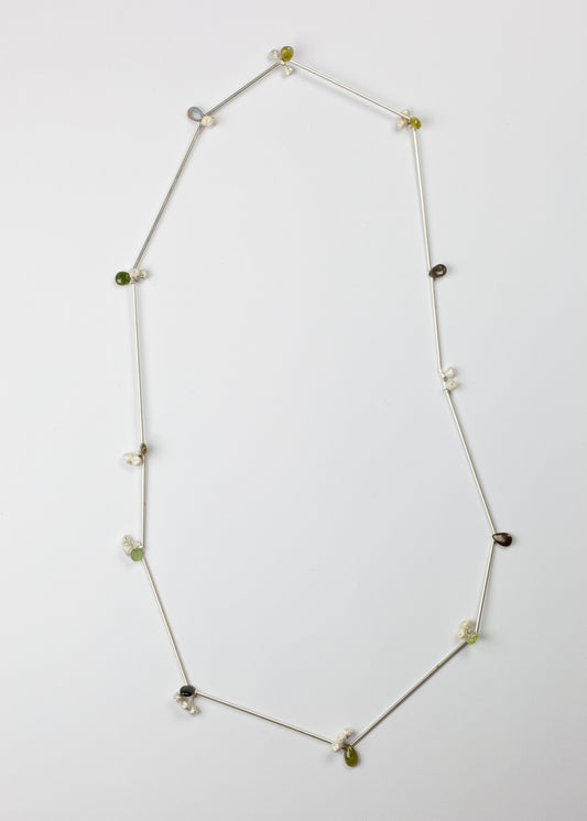 Green iolite and silver necklace