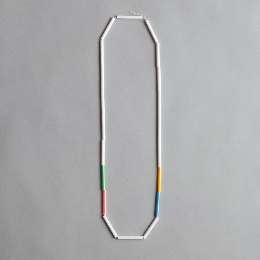 'Straws' necklace - white and mulitcolour