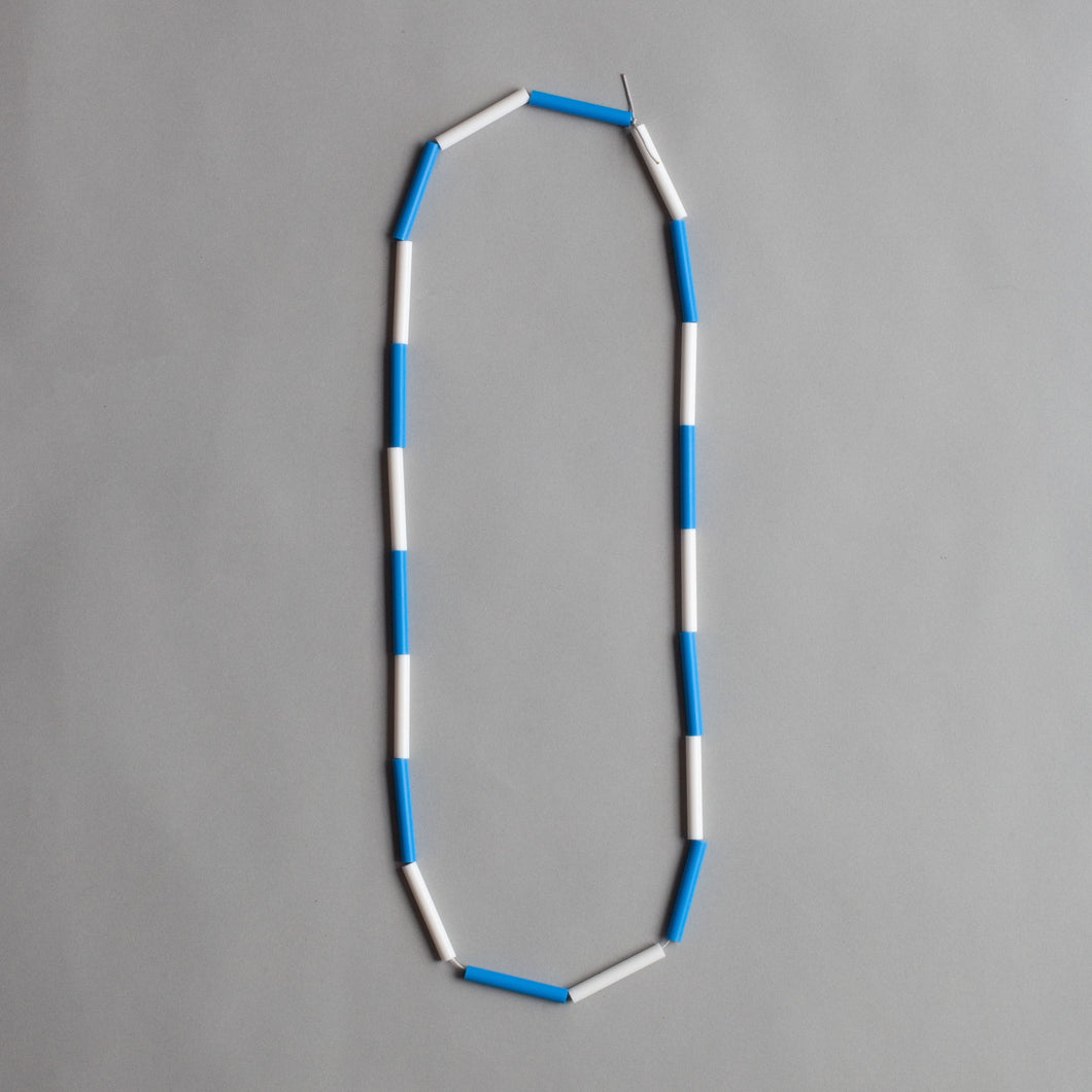 'Straws' necklace - blue/white