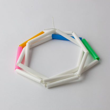 'Straws' necklace - white/colour