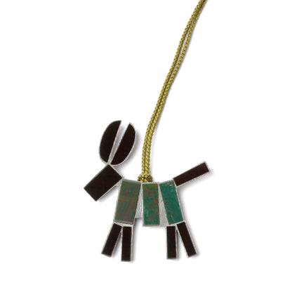 Necklace with a geometric pendant on a white background