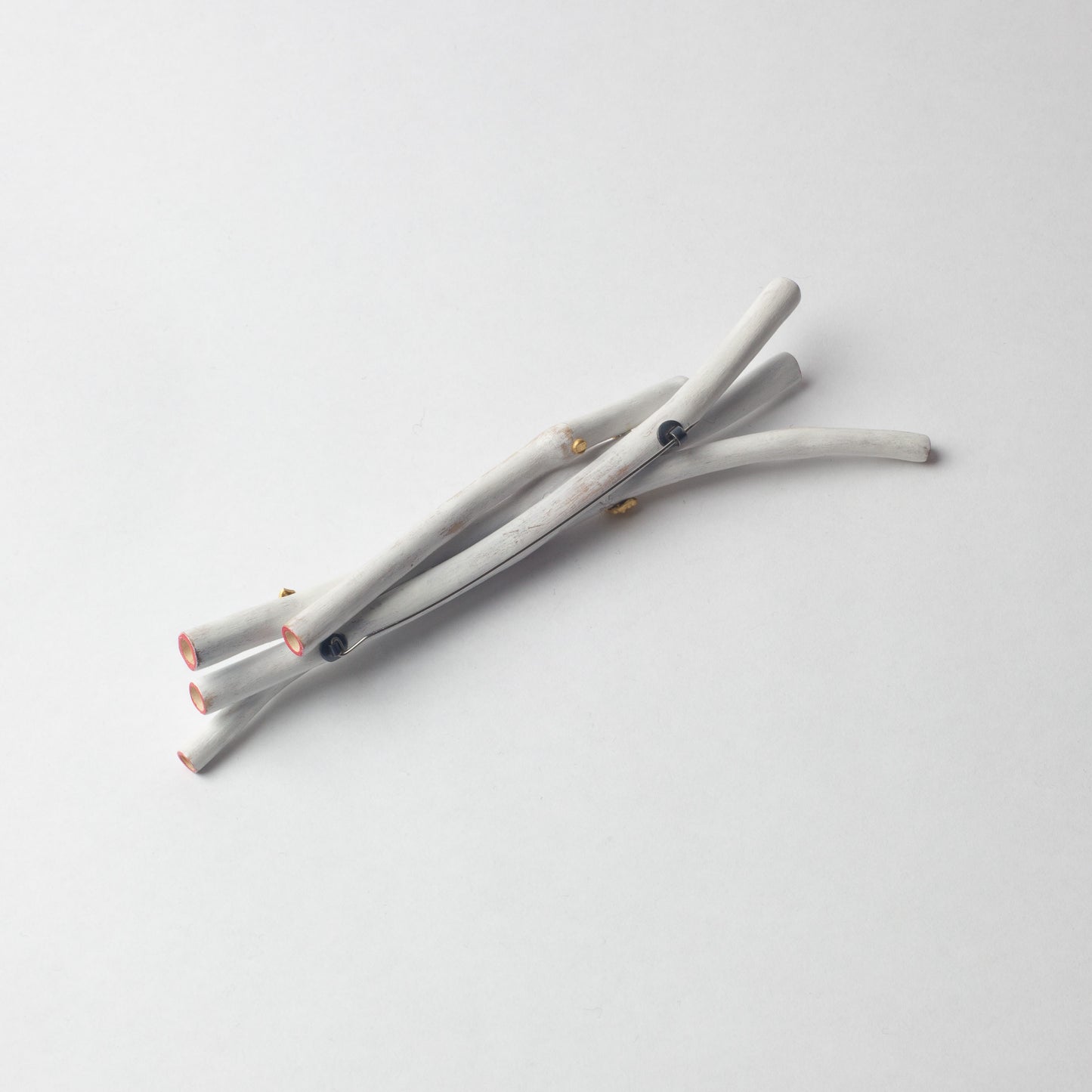 'White Stick with gold leaves' brooch