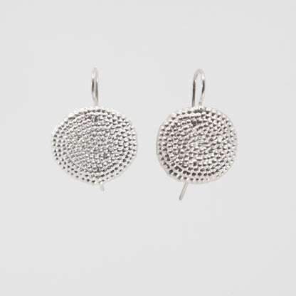 'Punched dot' hook earrings - silver