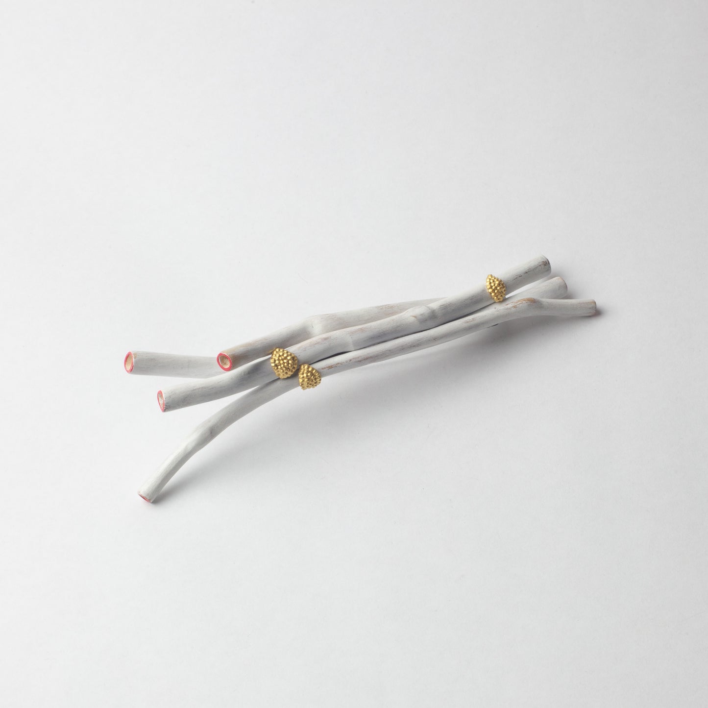 'White Stick with gold leaves' brooch