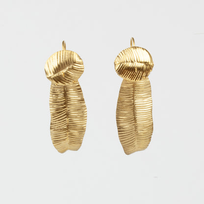 Double leaf earrings - gold
